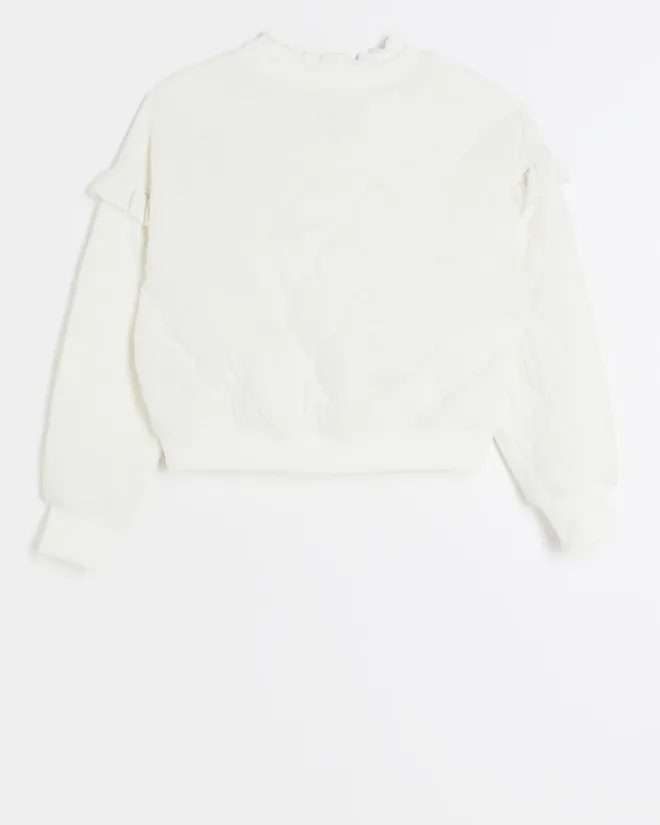 River Island Girls quilted frill sweatshirt Cream Online