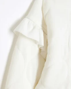 River Island Girls quilted frill sweatshirt Cream Online