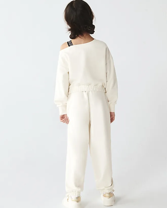 River Island Girls RI Active sweatshirt and joggers Cream Sale