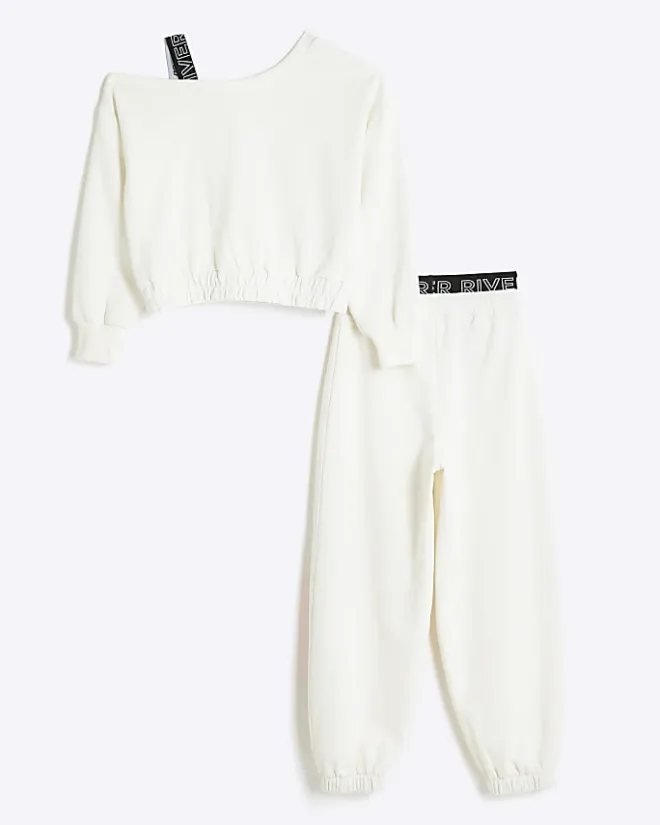 River Island Girls RI Active sweatshirt and joggers Cream Sale