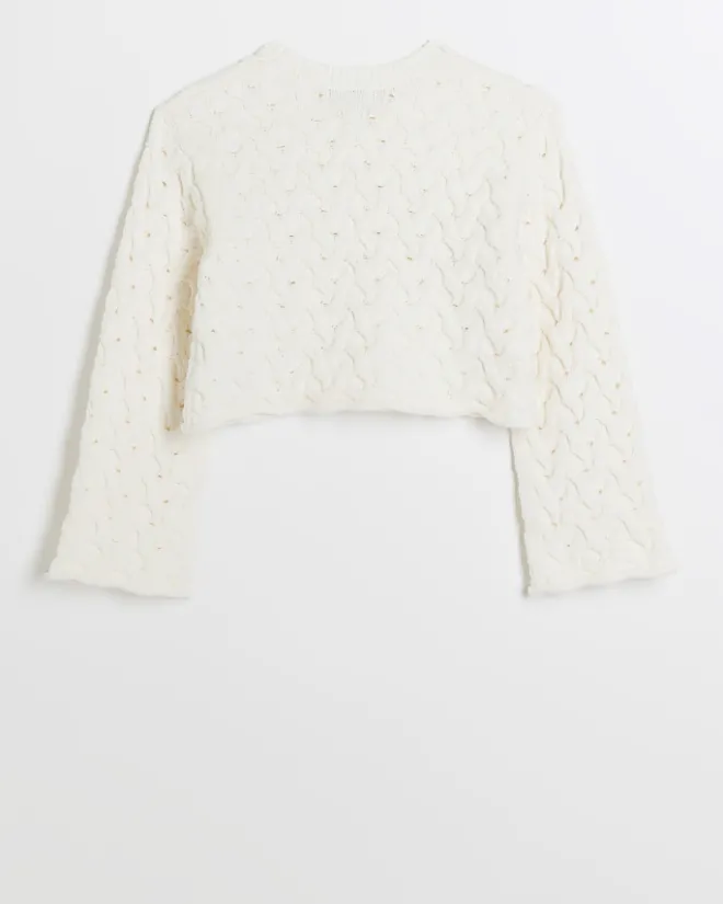 River Island Girls textured jumper Cream Clearance