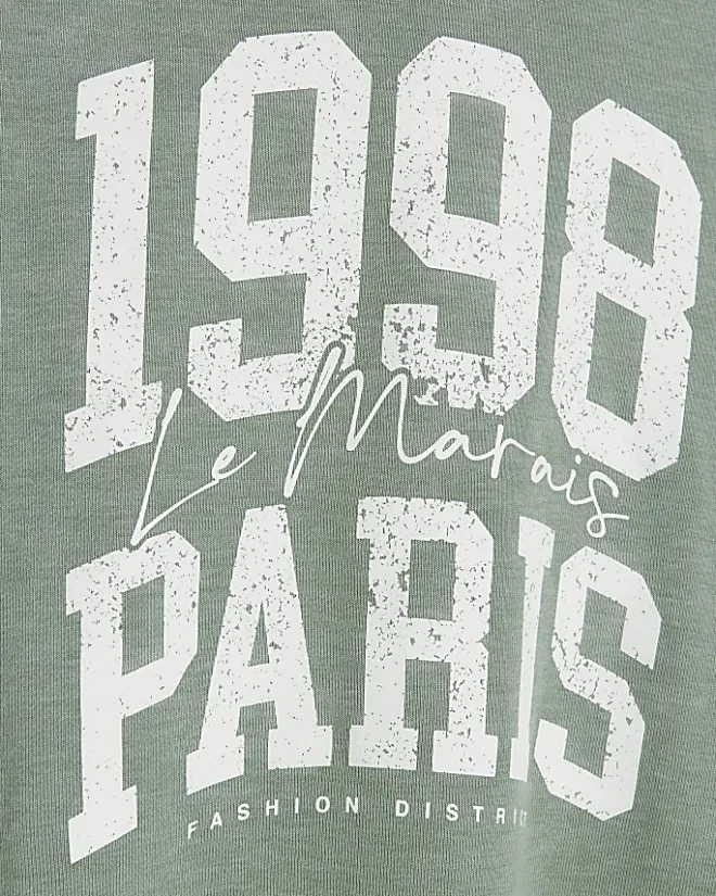 River Island Girls graphic washed hoodie Green Fashion