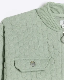 River Island Girls quilted daisy bomber jacket Green Hot