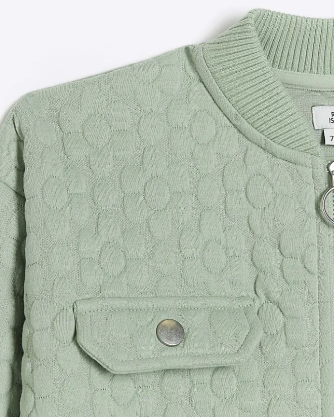 River Island Girls quilted daisy bomber jacket Green Hot