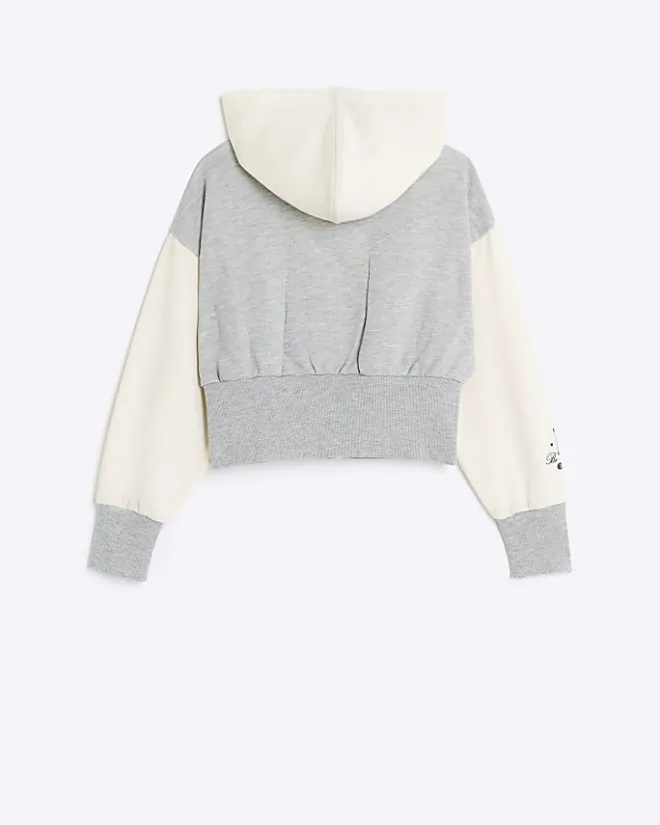 River Island Girls colour block zip hoodie Grey Hot