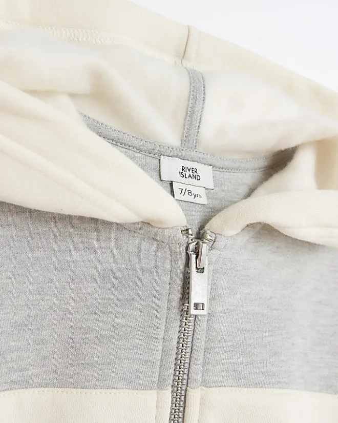 River Island Girls colour block zip hoodie Grey Hot