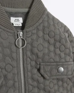 River Island Girls floral quilted bomber jacket Grey Best