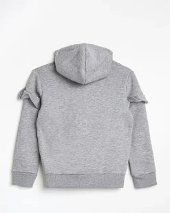 River Island Girls HYPE frill hoodie Grey Clearance