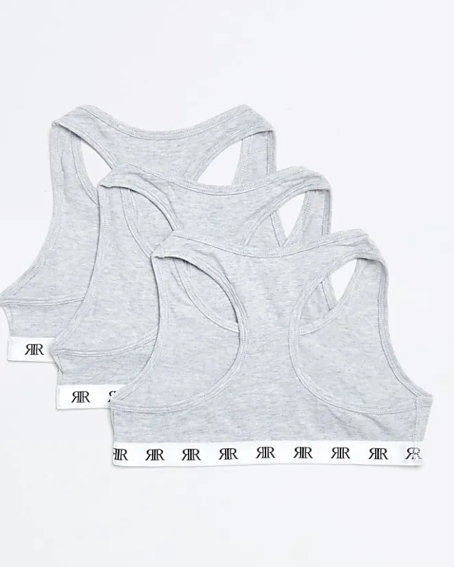River Island Girls RI racer crop top 3 pack Grey Online