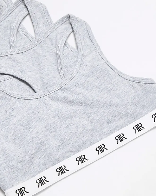 River Island Girls RI racer crop top 3 pack Grey Online