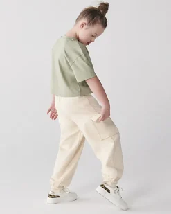 River Island Girls crop t-shirt and joggers set Khaki Fashion