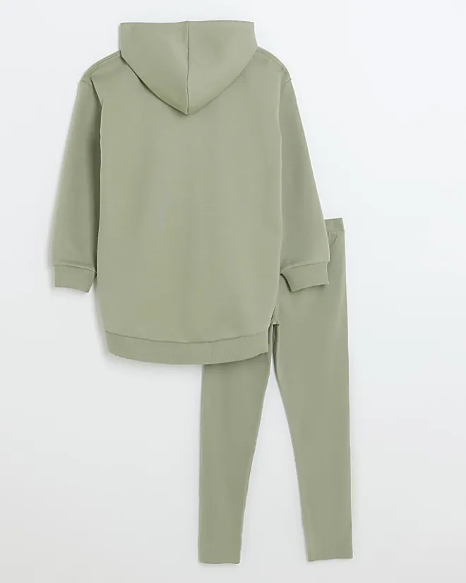 River Island Girls oversized hoodie and leggings set Khaki Sale