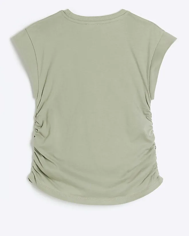 River Island Girls pearl embellished t-shirt Khaki Discount