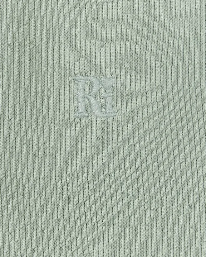 River Island Girls rib embroidered logo crop vest Khaki Discount