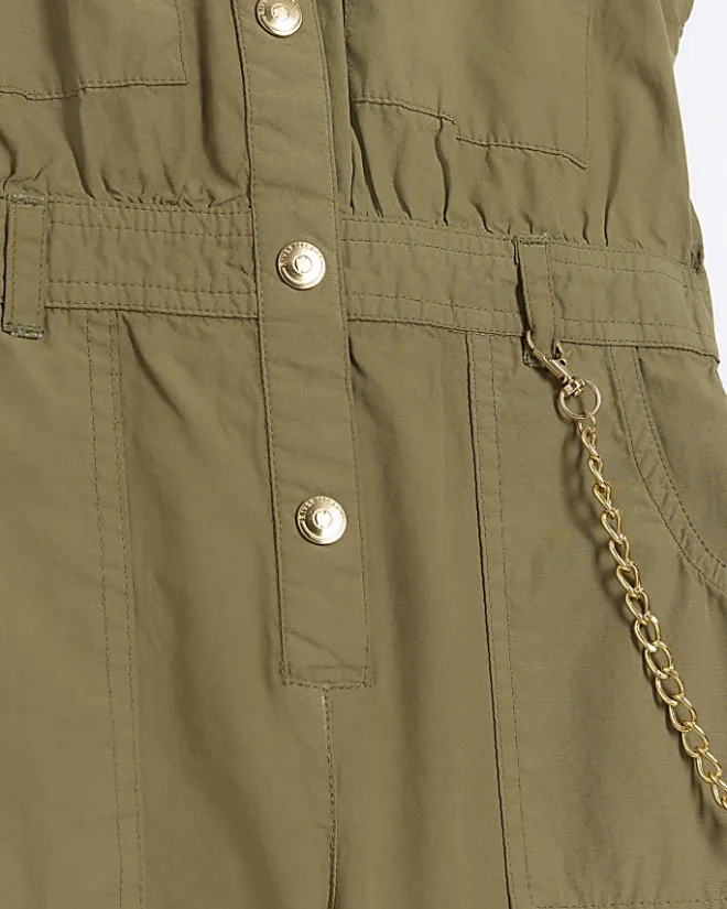 River Island Girls utility jumpsuit Khaki Fashion