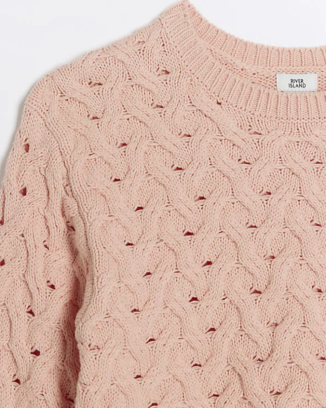 River Island Girls peach textured jumper Orange New