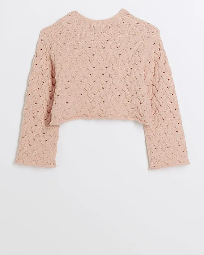 River Island Girls peach textured jumper Orange New