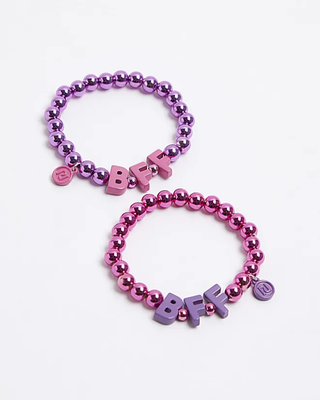 River Island Girls BFF beaded bracelets Pink Fashion
