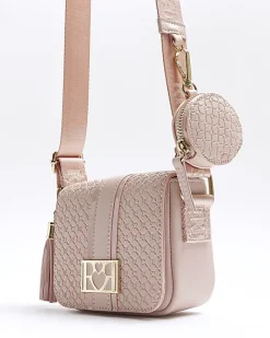 River Island Girls embossed RI cross body bag Pink Sale