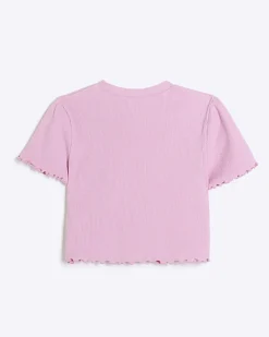 River Island Girls embroidered logo crop t-shirt Pink Outlet