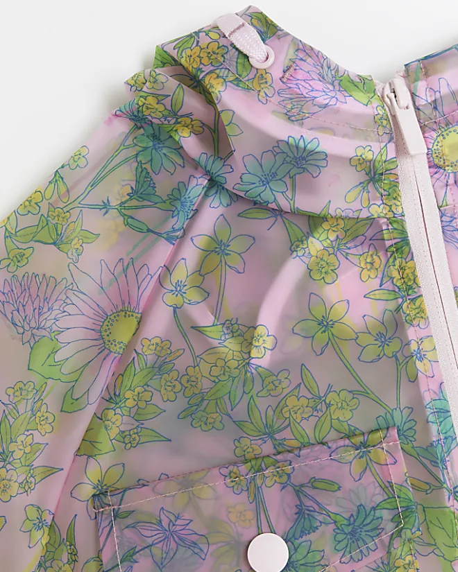 River Island Girls floral rain coat and bag set Pink Online