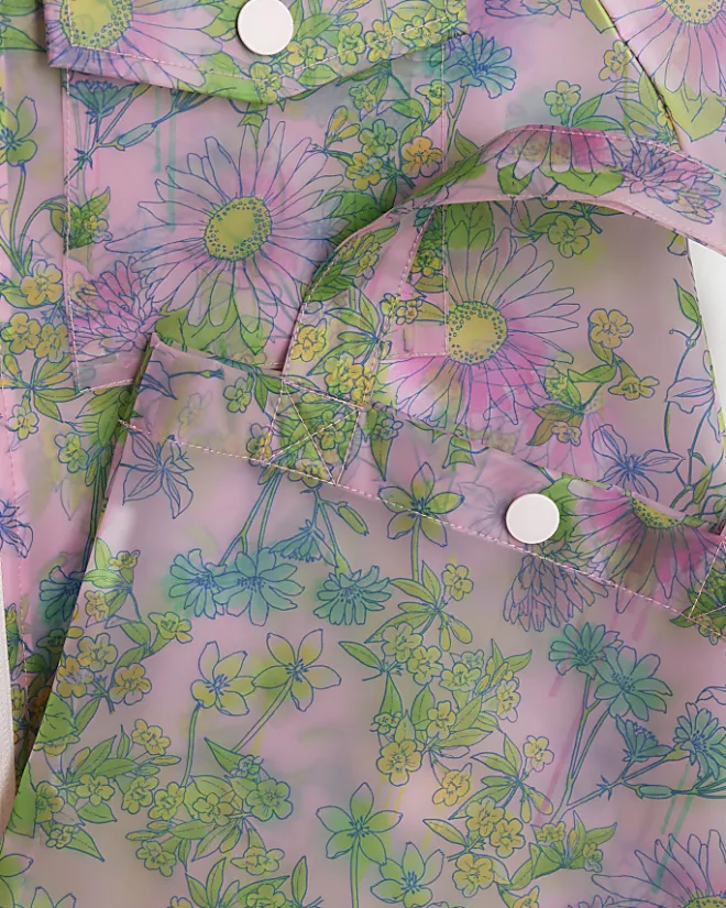 River Island Girls floral rain coat and bag set Pink Online