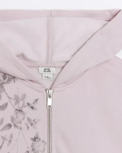 River Island Girls floral zip up hoodie Pink Clearance