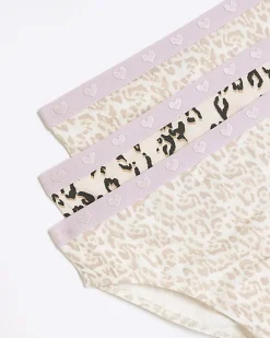 River Island Girls leopard briefs 6 pack Pink Sale