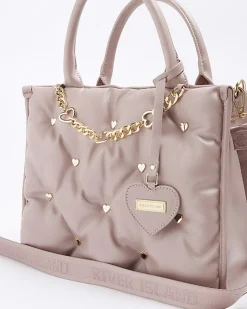 River Island Girls Pu heart stud shopper bag Pink Hot