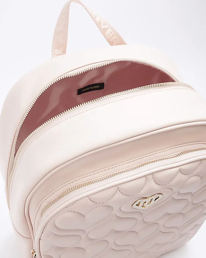 River Island Girls quilted heart backpack Pink Fashion