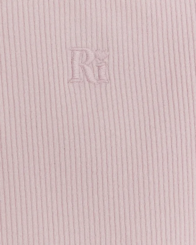 River Island Girls rib embroidered logo crop vest Pink Hot
