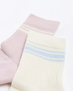 River Island Girls pink varsity socks 2 pack White Hot