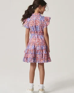 River Island Girls floral belted shirt dress Red Fashion