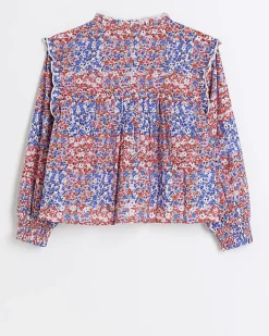 River Island Girls Red floral lace blouse Pink Fashion
