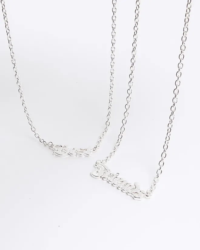 River Island Girls silver BFF necklaces Grey Fashion