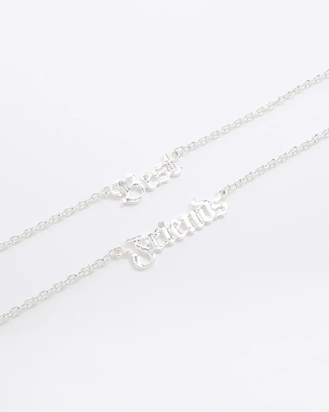 River Island Girls silver BFF necklaces Grey Fashion