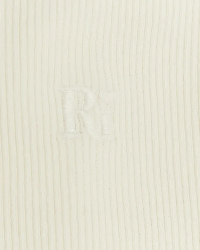 River Island Girls stone rib embroidered logo crop vest Cream Fashion