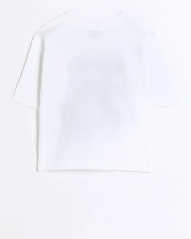 River Island Girls bear graphic print t-shirt White Sale