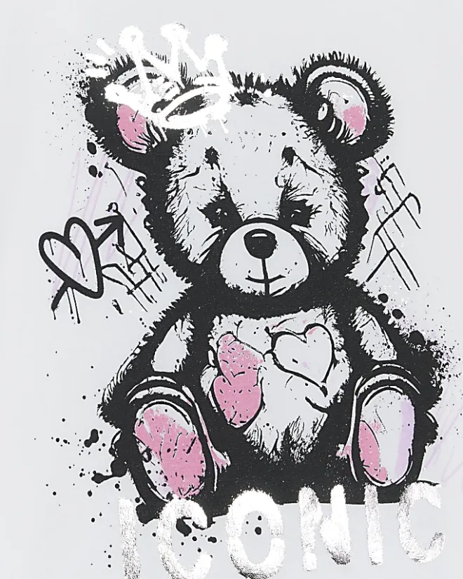 River Island Girls bear graphic print t-shirt White Sale