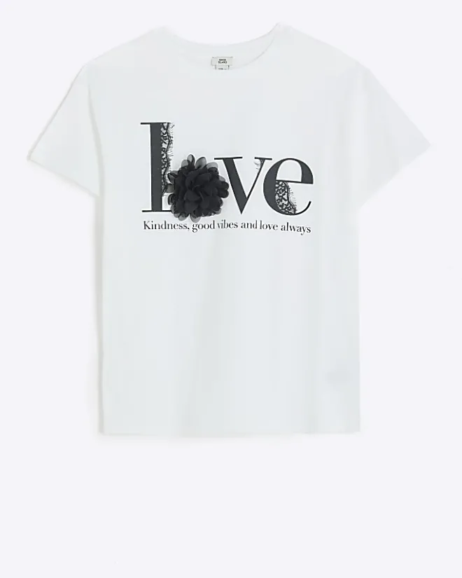 River Island Girls corsage love t-shirt White Online
