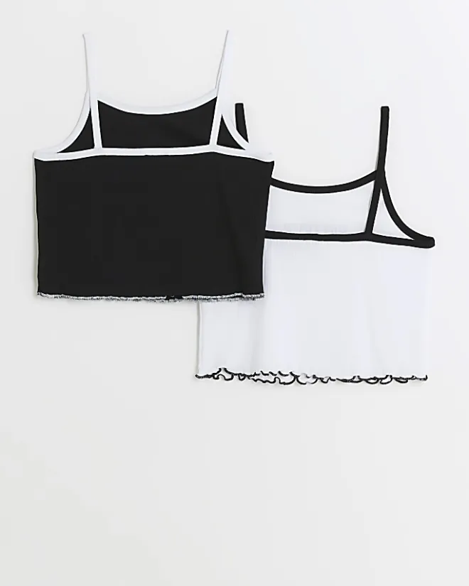 River Island Girls Crop ribbed Cami Top 2 Pack White Fashion
