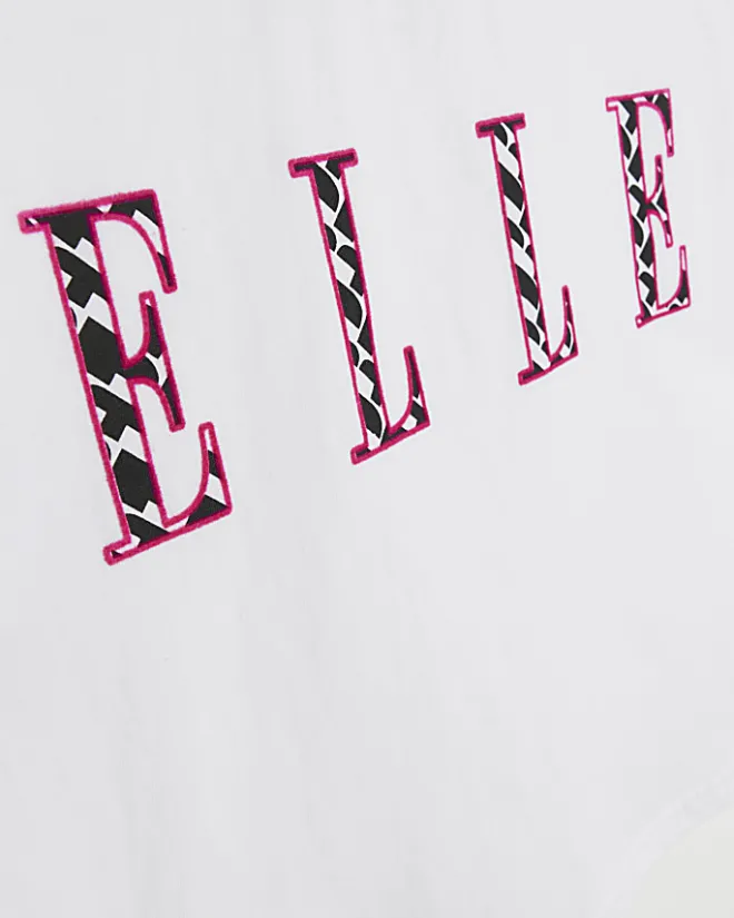River Island Girls Elle printed crop t-shirt White Fashion