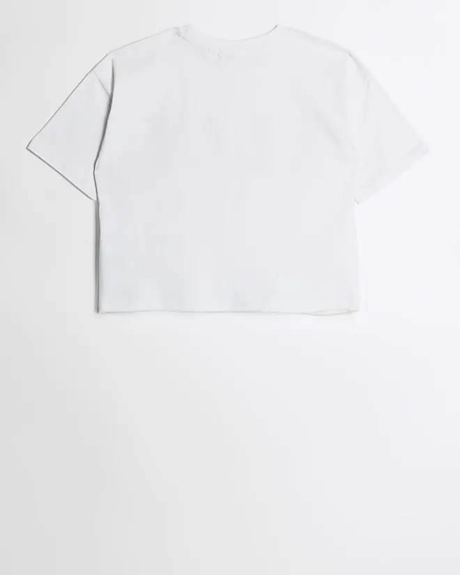 River Island Girls Elle printed crop t-shirt White Fashion