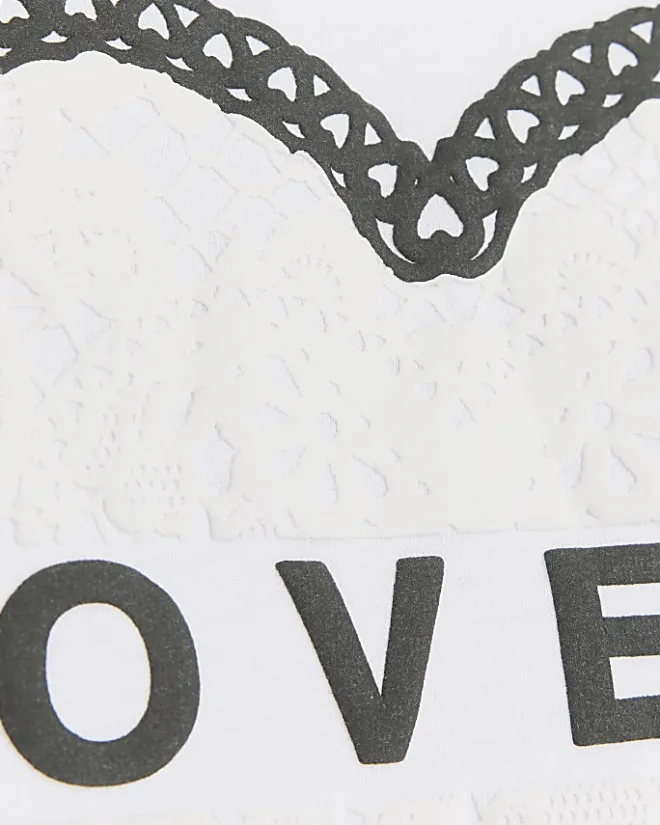 River Island Girls embossed cropped graphic t-shirt White Sale