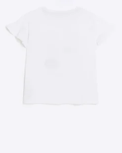 River Island Girls graphic frill t-shirt White Sale