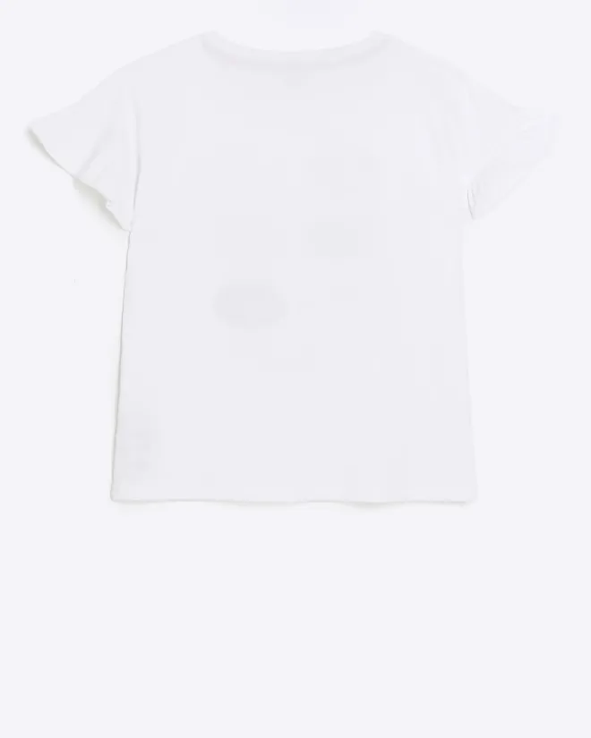 River Island Girls graphic frill t-shirt White Sale