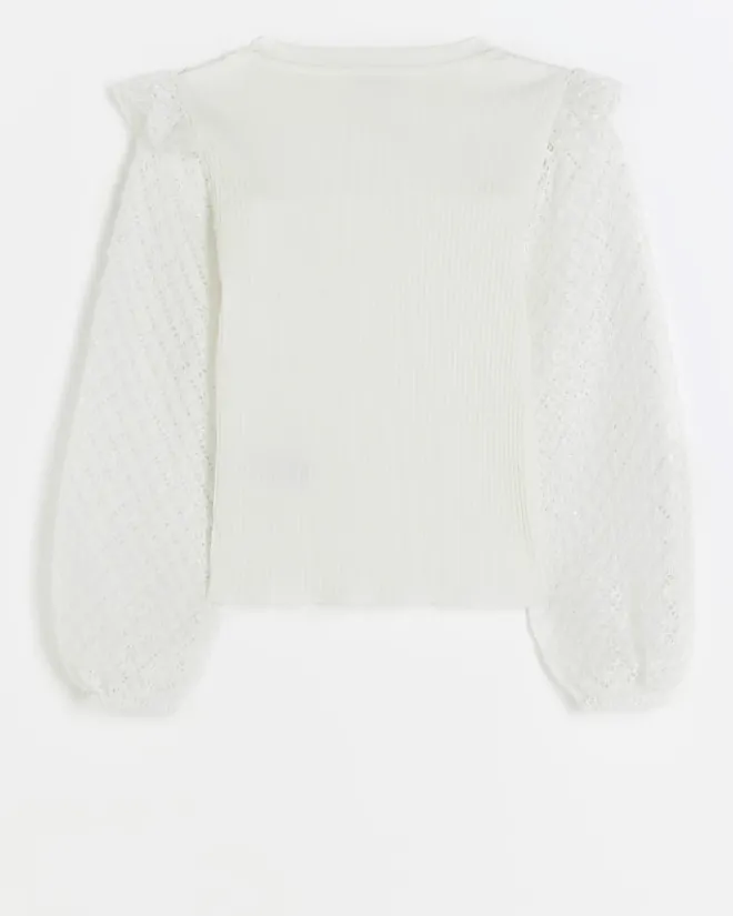 River Island Girls lace frill blouse White Fashion