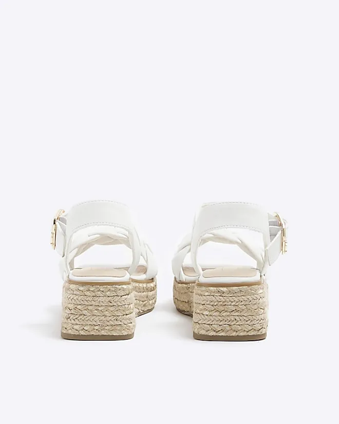 River Island Girls plait strap wedge sandals White Outlet