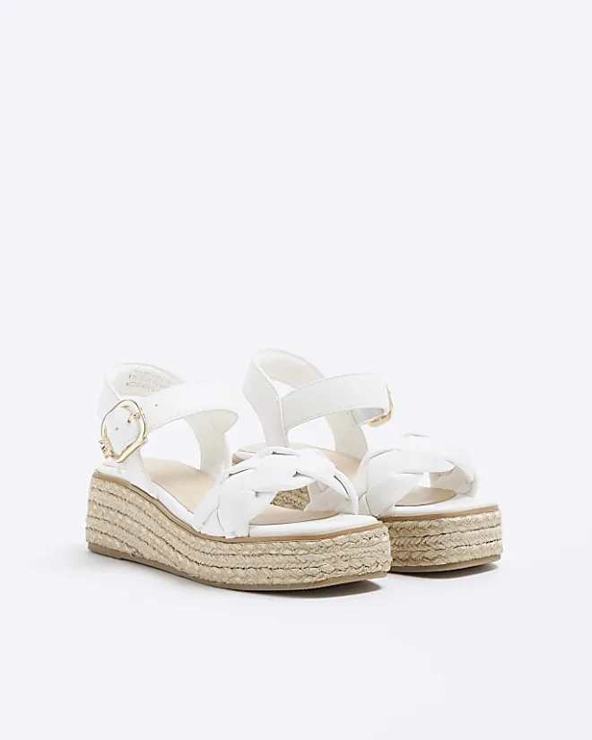 River Island Girls plait strap wedge sandals White Outlet