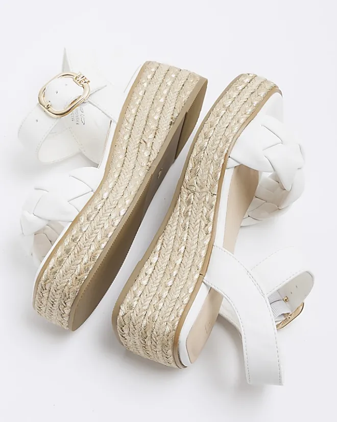 River Island Girls plait strap wedge sandals White Outlet